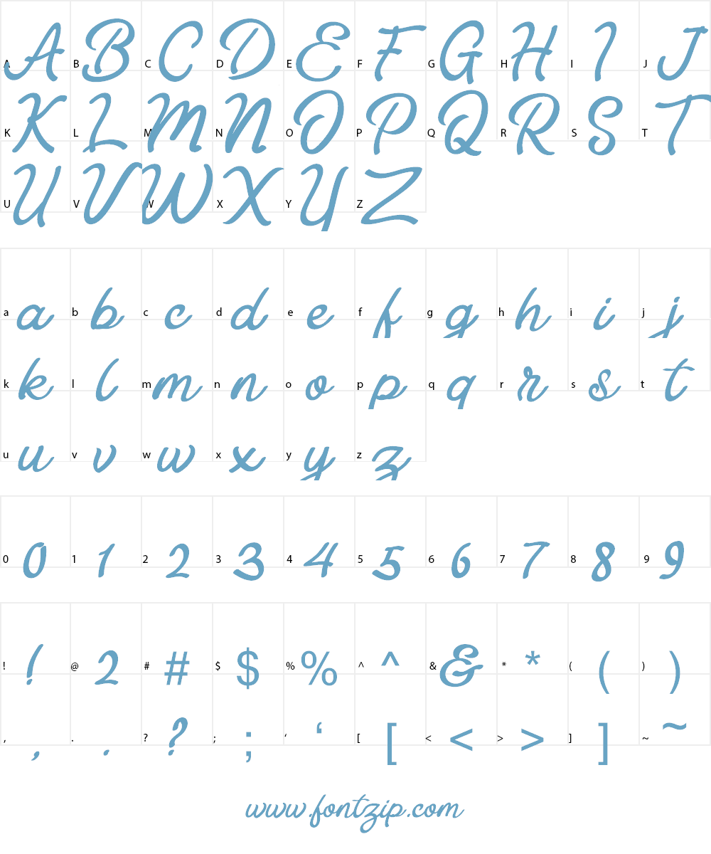 Astania Script Font Character